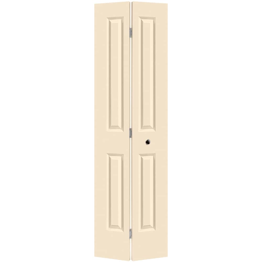 Masonite Traditional 24-in x 80-in Cream N Sugar 4-Panel Square Prefinished Molded Composite Bifold Door