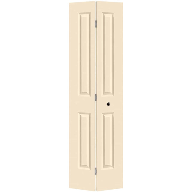 Masonite Traditional 24-in x 80-in Cream N Sugar 4-Panel Square Prefinished Molded Composite Bifold Door