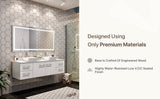 Eviva Totti Wave 72 in. W x 16 in. D x 22 in. H Double Bathroom Vanity in White with White Glassos Top and White Vessel Sinks