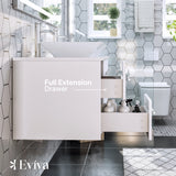 Eviva Totti Wave 72 in. W x 16 in. D x 22 in. H Double Bathroom Vanity in White with White Glassos Top and White Vessel Sinks