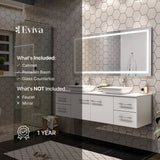 Eviva Totti Wave 72 in. W x 16 in. D x 22 in. H Double Bathroom Vanity in White with White Glassos Top and White Vessel Sinks