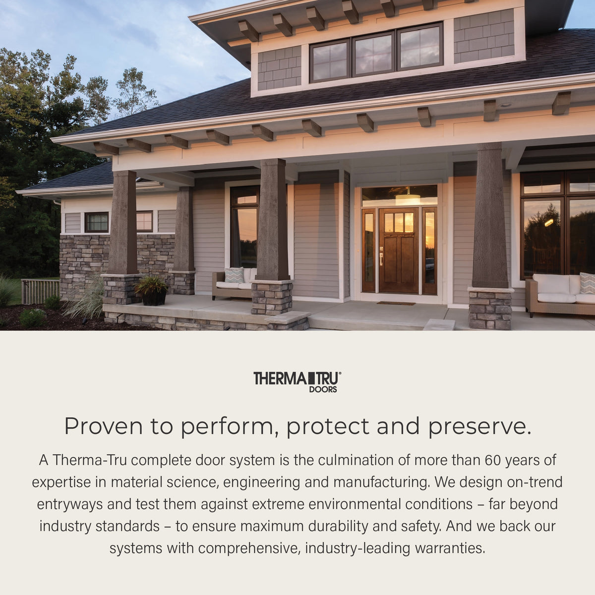 Therma-Tru Benchmark Doors 32-in x 80-in Fiberglass Craftsman Right-Hand Inswing Ready to Paint Unfinished Prehung Single Front Door with Brickmould