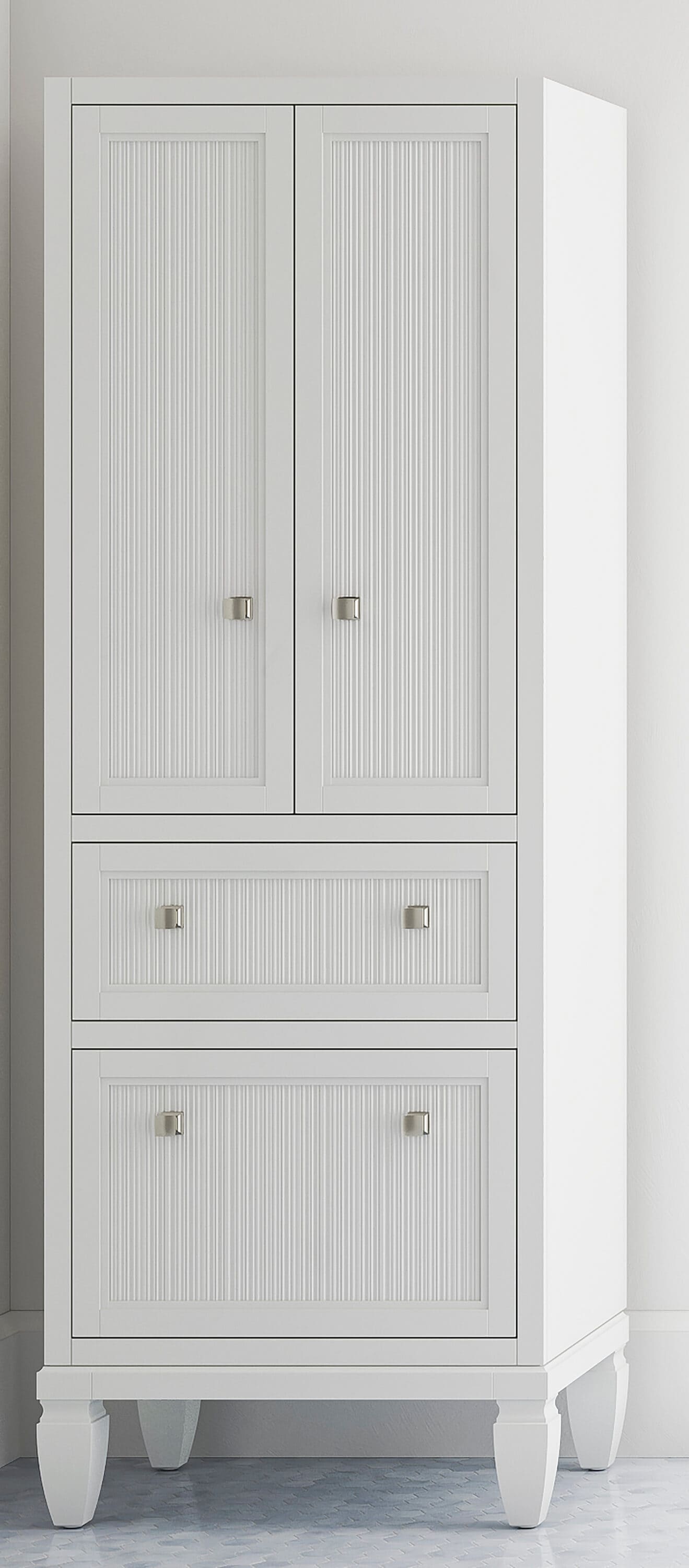 A single green leaf against a white background.