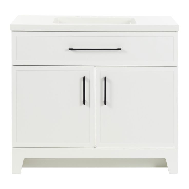 Style Selections Potter 36-in White Single Sink Bathroom Vanity with White Cultured Marble Top
