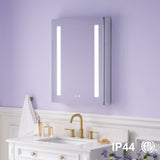 WELLFOR VICK 24-in x 30-in Lighted LED Fog Free Surface/Recessed Mount Silver Mirrored Soft Close Medicine Cabinet with Outlet