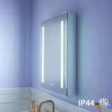 WELLFOR VICK 24-in x 30-in Lighted LED Fog Free Surface/Recessed Mount Silver Mirrored Soft Close Medicine Cabinet with Outlet