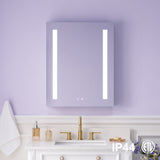 WELLFOR VICK 24-in x 30-in Lighted LED Fog Free Surface/Recessed Mount Silver Mirrored Soft Close Medicine Cabinet with Outlet
