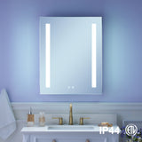 WELLFOR VICK 24-in x 30-in Lighted LED Fog Free Surface/Recessed Mount Silver Mirrored Soft Close Medicine Cabinet with Outlet