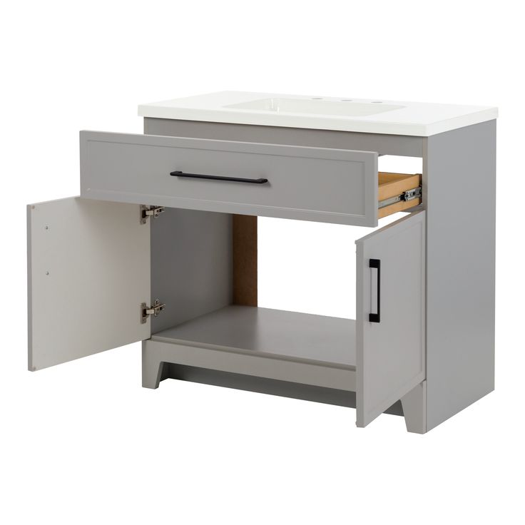 Style Selections Potter 36-in Gray Single Sink Bathroom Vanity with White Cultured Marble Top