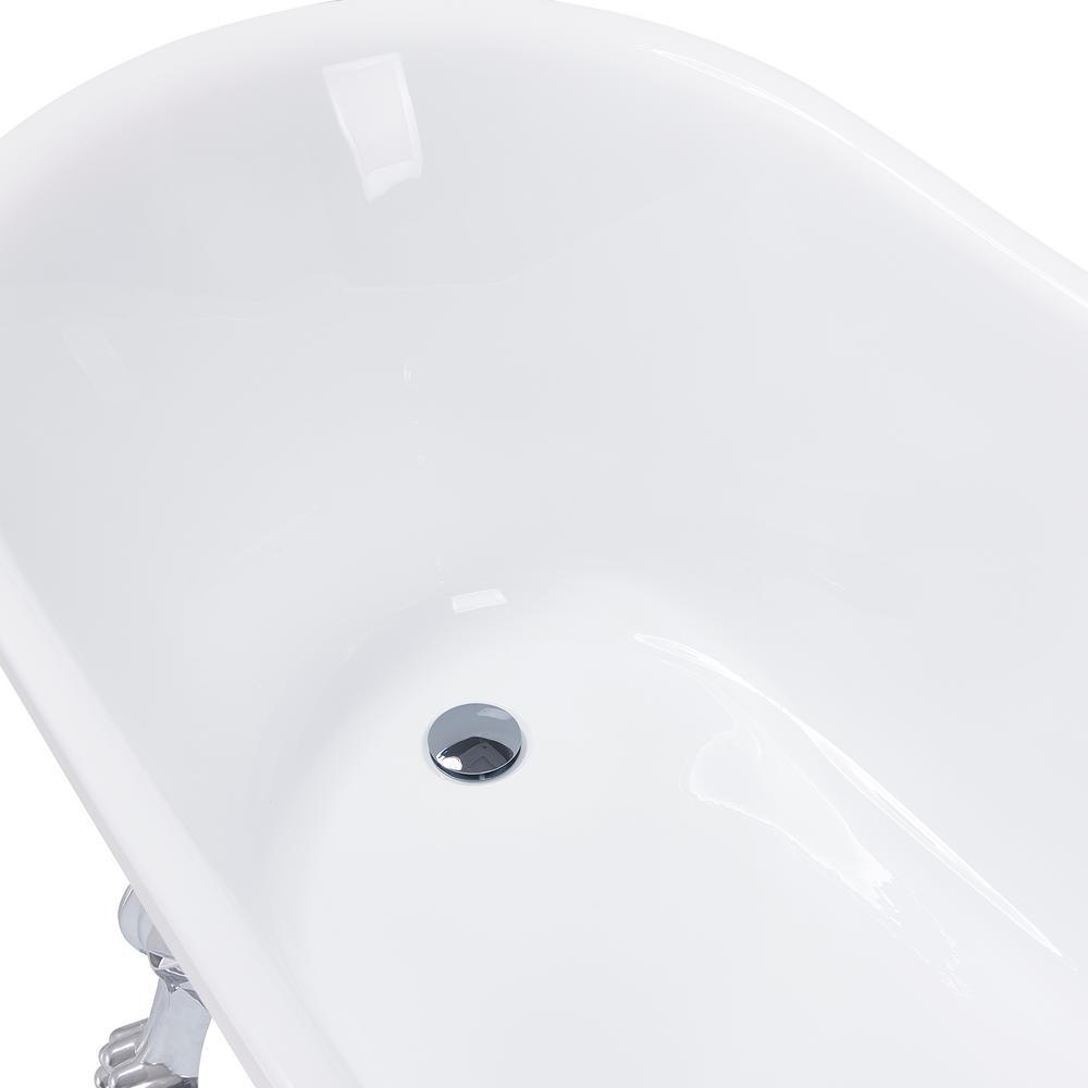 60 in. Fiberglass Single Slipper Clawfoot Non-Whirlpool Bathtub in Glossy Black - Super Arbor
