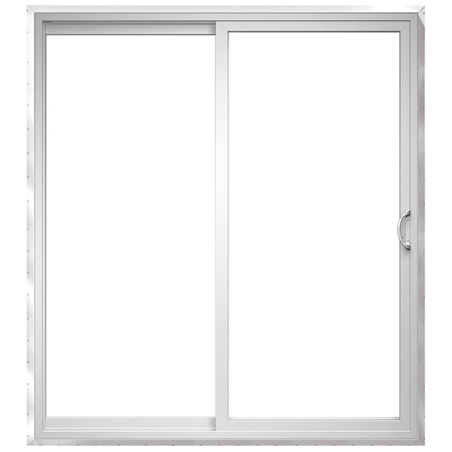 Pella 150 Series West 72-in x 80-in 4-9/16-in Jamb Low-E Argon White Vinyl Sliding Universal Double Patio Door
