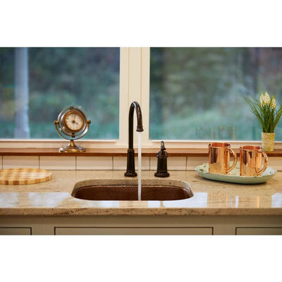 Sisley Pro All-in-One Undermount 18.5 in. Single Bowl Copper Bar Prep Kitchen Sink with Pfister Faucet and Drain
