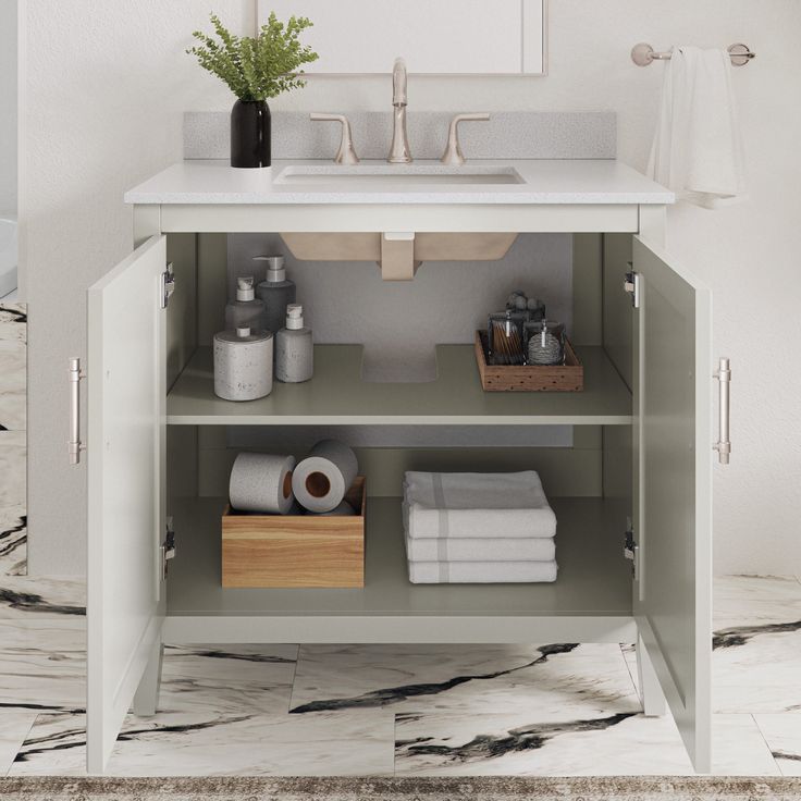 Style Selections Alaia 36-in Muse Gray Undermount Single Sink Bathroom Vanity with White Engineered Stone Top