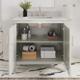 Style Selections Alaia 36-in Muse Gray Undermount Single Sink Bathroom Vanity with White Engineered Stone Top