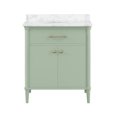 allen + roth Rian 30-in Sea Green Undermount Single Sink Bathroom Vanity with White Engineered Stone Top