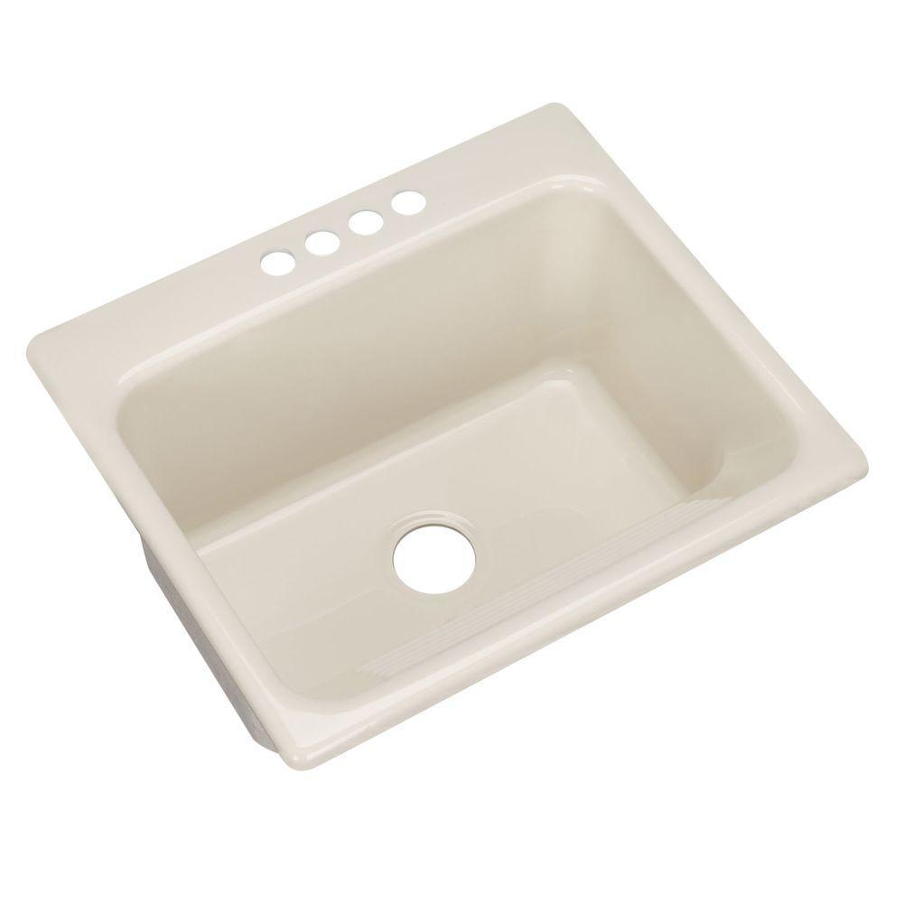 Kensington Drop-In Acrylic 25 in. 4-Hole Single Bowl Utility Sink in White - Super Arbor