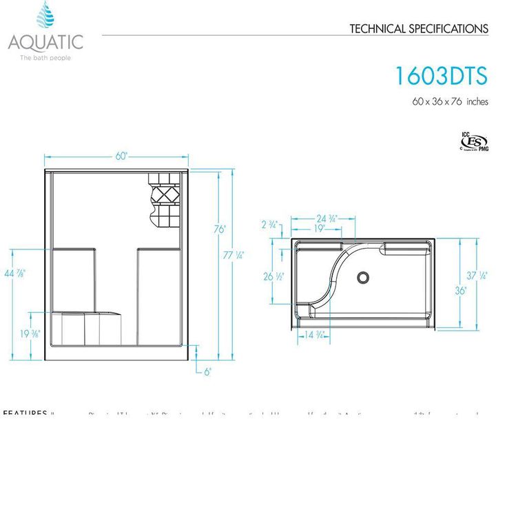 Everyday 60 in. x 36 in. x 76 in. 1-Piece Shower Stall with Left Seat and Center Drain in White