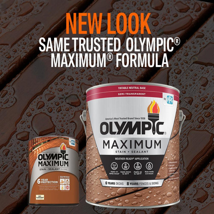 olympic stain tobacco Olympic Maximum 5 Gallons St-2028 Tobacco Semi-Transparent Exterior Stain and Sealer in One Low VOC