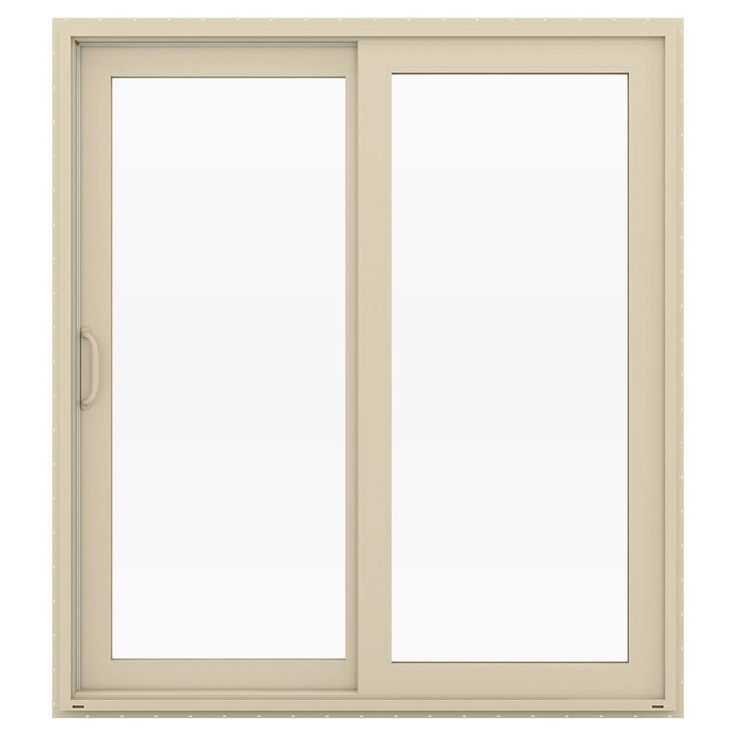 JELD-WEN V-4500 72-in x 80-in 4-9/16-in Low-e Argon Almond Vinyl Sliding Left-Hand Sliding Double Patio Door Screen Included