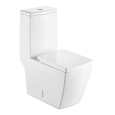 1-Piece 1.28 GPF Dual Flush High Efficiency Elongated Toilet in White, Seat Included - Super Arbor