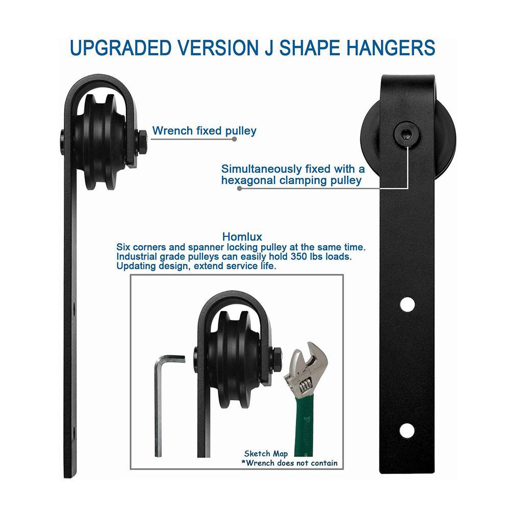 11.5 in. Black J-Shape Steel Barn Style Sliding Door Hardware Replacement Roller (2-Pack) - Super Arbor