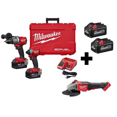 M18 FUEL 18-Volt Lithium-Ion Brushless Cordless Hammer DrillBraking Grinder/Impact Driver Combo Kit (3-Tool) - Super Arbor