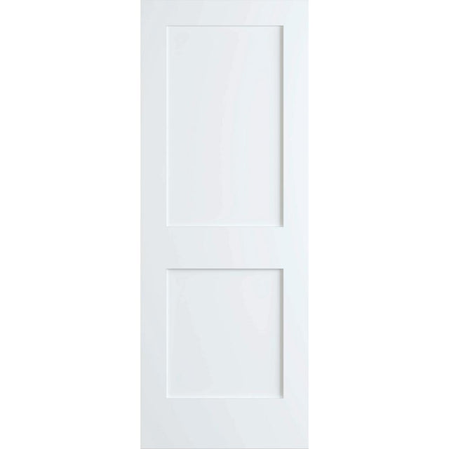 28 in. x 80 in. White 2-Panel Shaker Solid Core Pine Interior Door Slab