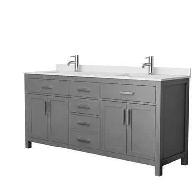 Beckett 72 in. W x 22 in. D Double Bath Vanity in Dark Gray with Cultured Marble Vanity Top in White with White Basins - Super Arbor