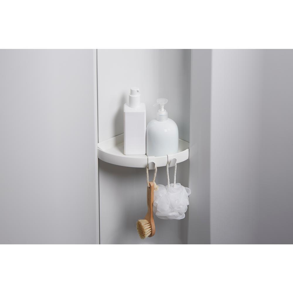 STORE+ 60 in. x 34 in. Single Threshold Center Drain Shower Base with Shower Walls and 10-Piece Accessory Kit in White - Super Arbor