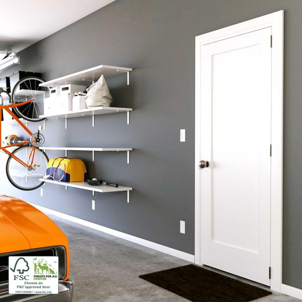 30 in. x 80 in. x 1-3/8 in. Shaker White Primed 1-Panel Solid Core Wood Interior Slab Door - Super Arbor