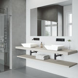 Vinca White Matte Stone Vessel Bathroom Sink Set with Titus Wall Mount Faucet in Matte Black - Super Arbor