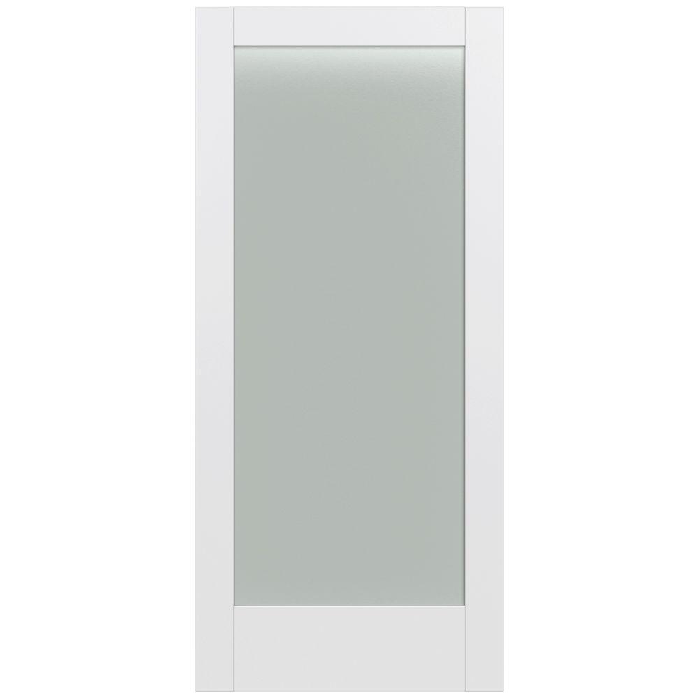 32 in. x 80 in. MODA Primed PMT1011 Solid Core Wood Interior Door Slab w/Translucent Glass - Super Arbor