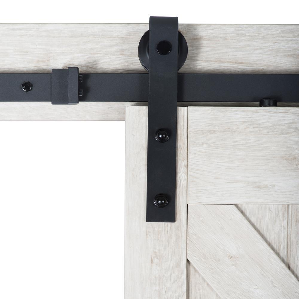 36 in. x 84 in. Sandstone Oak K Design Solid Core Interior Barn Door with Rustic Hardware Kit - Super Arbor