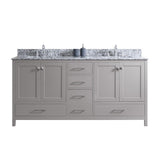 Caroline Madison 72 in. W Bath Vanity in White with Granite Vanity Top in Arctic White Granite with Square Basin - Super Arbor