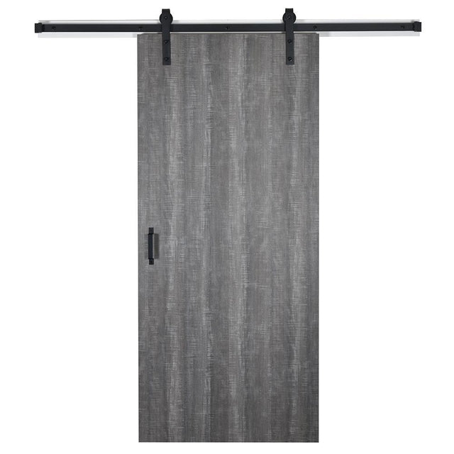 43 in. x 84 in. Weathered Char 8204-16 Solid Core Wood Flush Barn Door with Sliding Door Hardware Kit