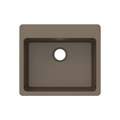 Dual Mount Granite Composite 25 in. L x 22 in. L x 9-1/2 in. 0-5 Faucet Hole Single Bowl Kitchen Sink in Mocha