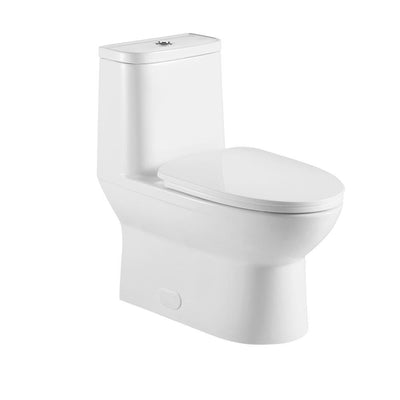 12 in. Rough-In 1-piece 1.1/ 1.6 GPF Dual Flush Round Siphonic Jet Toilet in White, Seat Included - Super Arbor