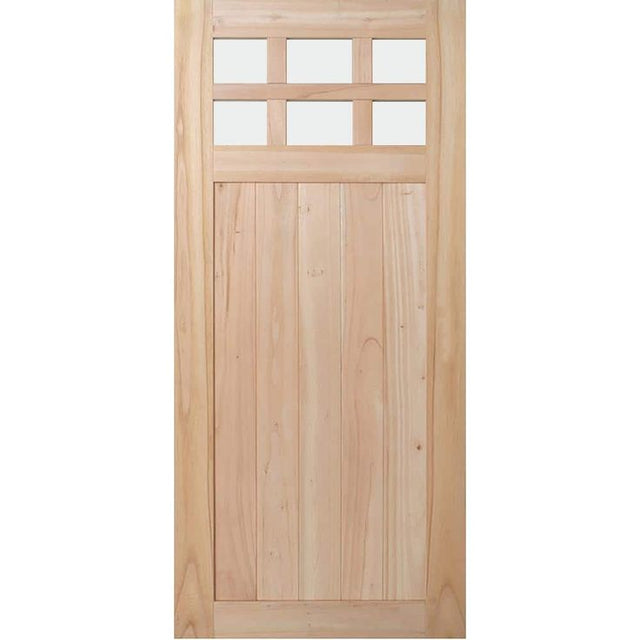 36 in. x 80 in. Farmhouse Unfinished Solid Wood 6 Lite Obscure Glass Interior Door Slab