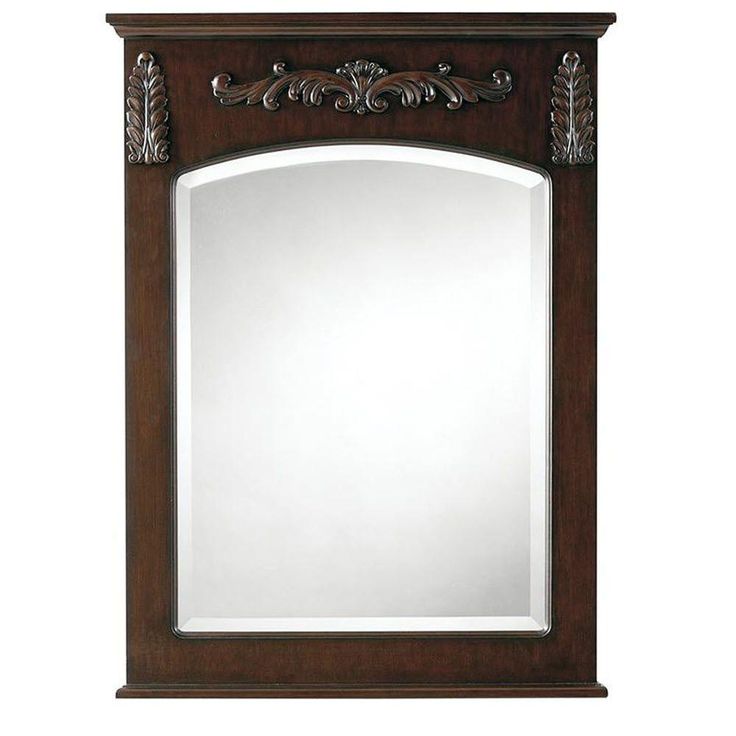 26 in. W x 35 in. H Framed Rectangular  Bathroom Vanity Mirror in Antique Cherry