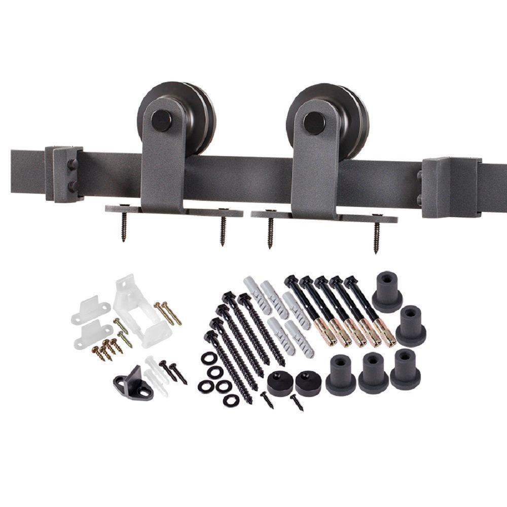 78.75 in. Bronze Top Strap Barn Door Hardware - Super Arbor