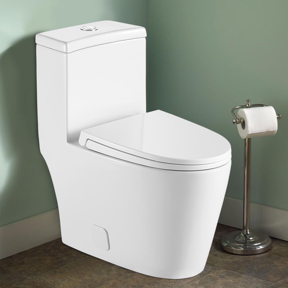 12 in. Rough-In 1-Piece 0.88/1.28 GPF Dual Flush Round Toilet in White, Seat Included - Super Arbor