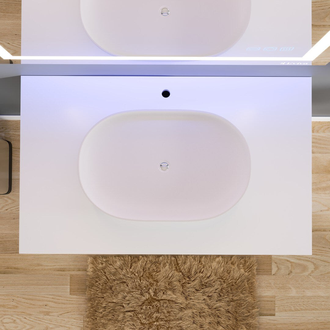 Eviva Santa Monica 36 in. W x 22 in. D x 16 in. H Single Bath Vanity in White with White Vessel Sink