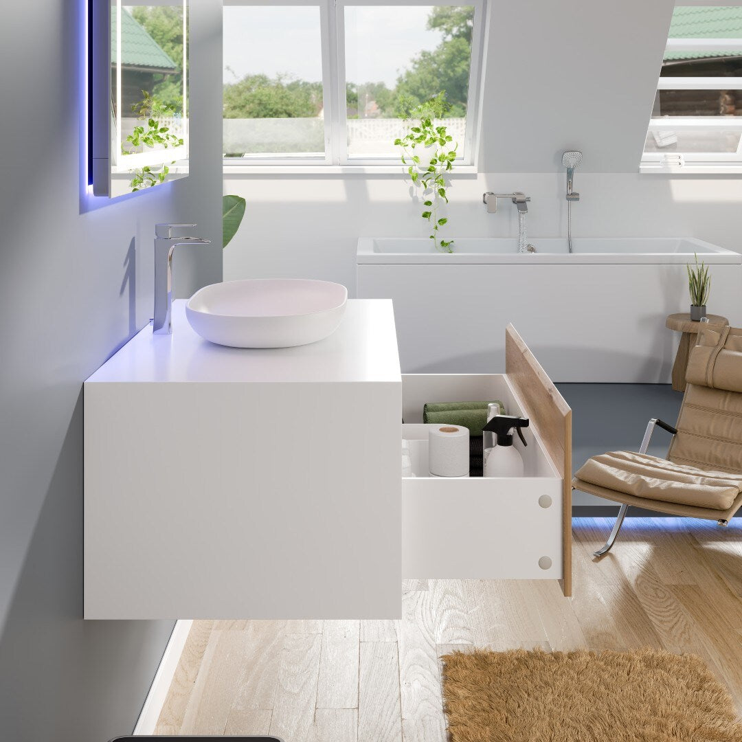 Eviva Santa Monica 36 in. W x 22 in. D x 16 in. H Single Bath Vanity in White with White Vessel Sink
