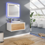Eviva Santa Monica 36 in. W x 22 in. D x 16 in. H Single Bath Vanity in White with White Vessel Sink