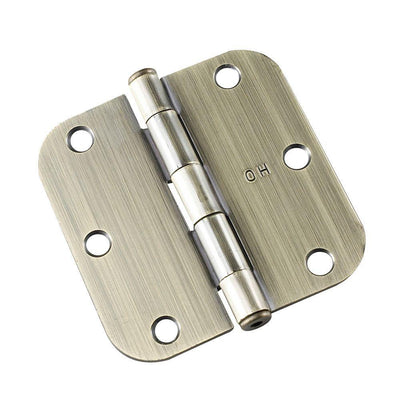 (2-Pack) 3-1/2 in. x 3-1/2 in. Antique Brass Full Mortise Butt Hinge with 5/8 in. Radius - Super Arbor