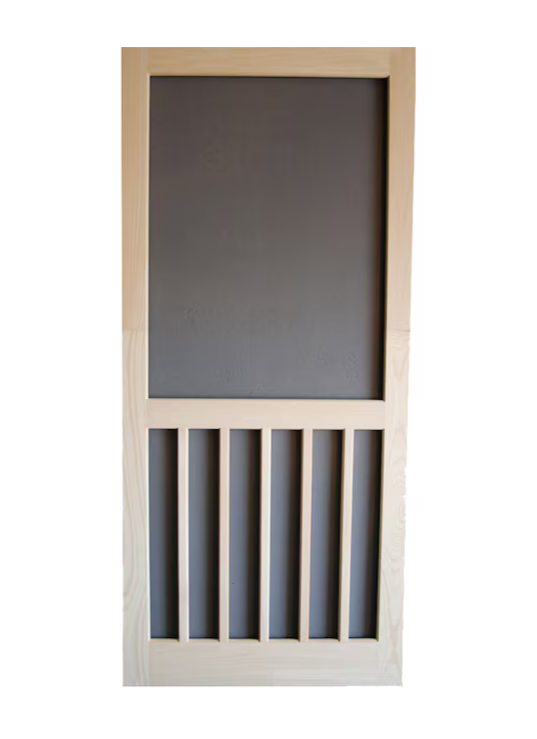 Screen Tight 5 Bar 36-in x 80-in Natural Wood Hinged Screen Door