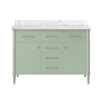 allen + roth Rian 48-in Sea Green Undermount Single Sink Bathroom Vanity with White Engineered Stone Top