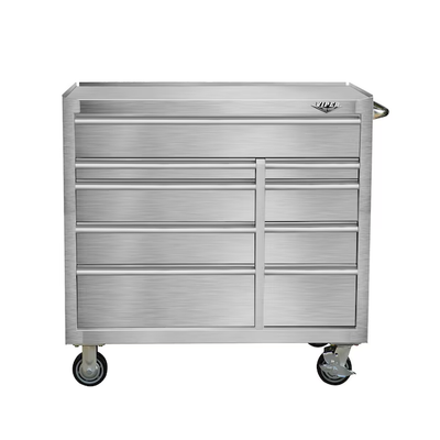 Viper Tool Storage 41.5-in W x 40.8-in H 9-Drawer Stainless Steel Rolling Tool Cabinet (Stainless Steel)