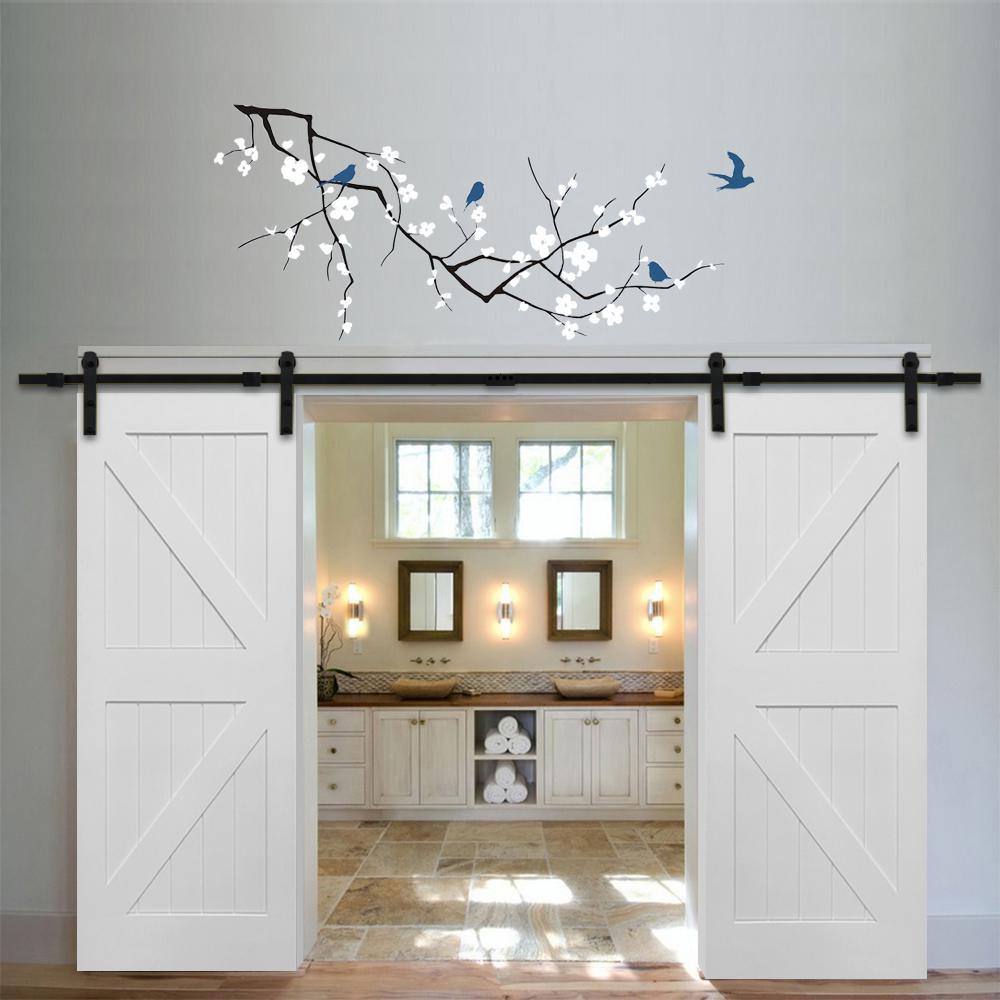 72 in. x 84 in. Primed K-Plank MDF Sliding Barn Door with Hardware Kit - Super Arbor