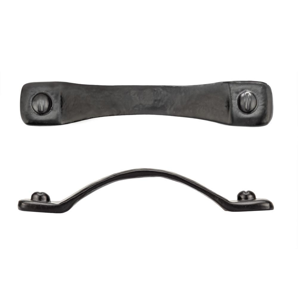 5-1/16 in. (128 mm) Center-to-Center Matte Black Forged Iron Traditional Barn Door Pull - Super Arbor